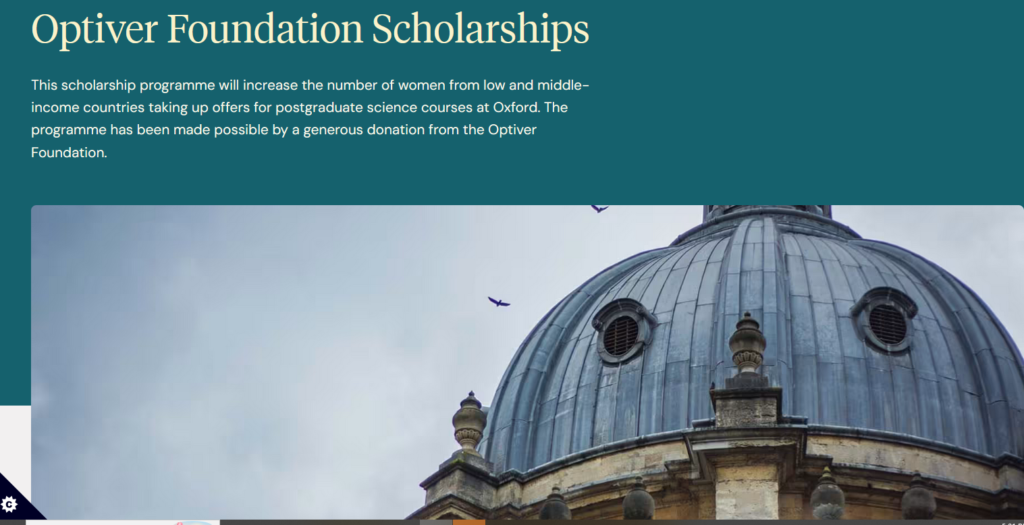 Oxford Optiver Foundation Scholarship