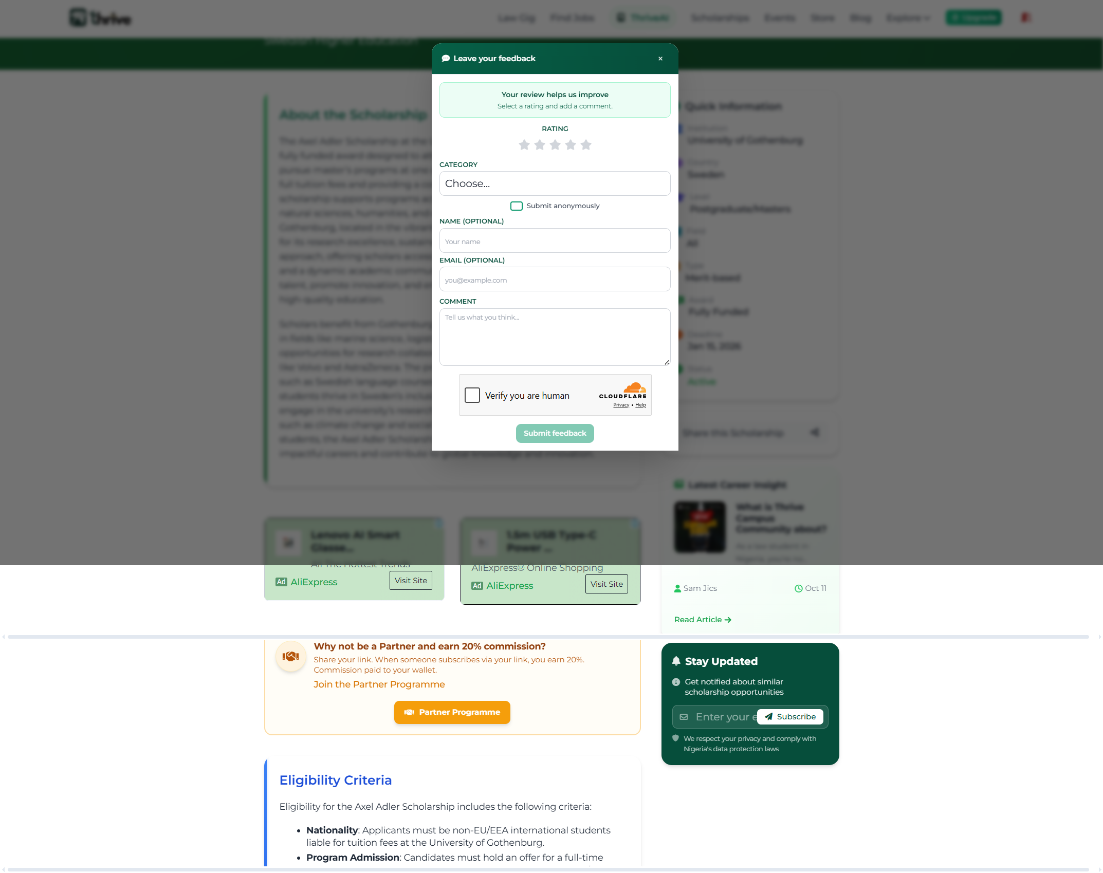 "axel adler scholarship" gpa requirement